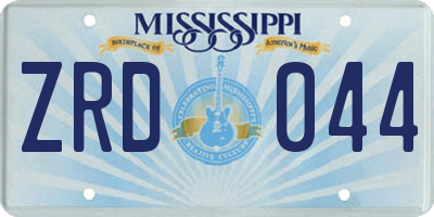MS license plate ZRD044