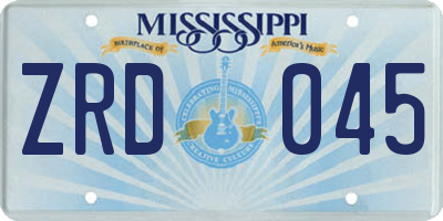 MS license plate ZRD045