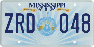 MS license plate ZRD048