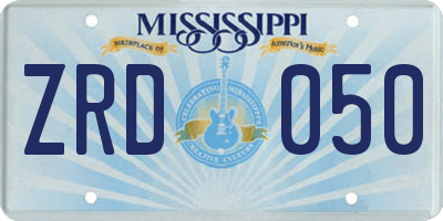MS license plate ZRD050