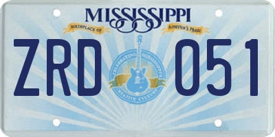 MS license plate ZRD051