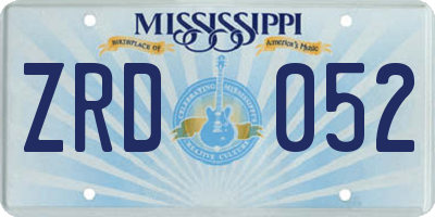 MS license plate ZRD052