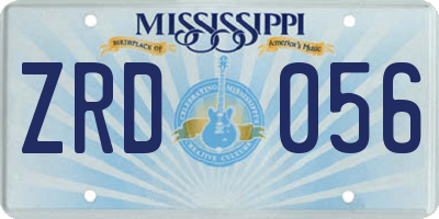 MS license plate ZRD056