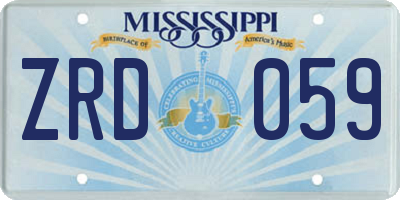 MS license plate ZRD059