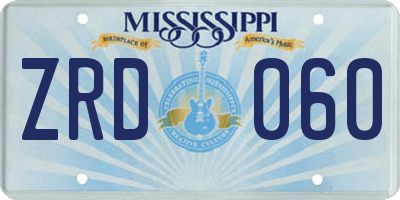 MS license plate ZRD060