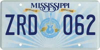 MS license plate ZRD062