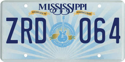 MS license plate ZRD064