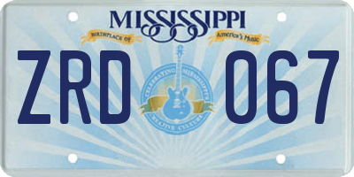 MS license plate ZRD067