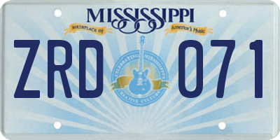 MS license plate ZRD071