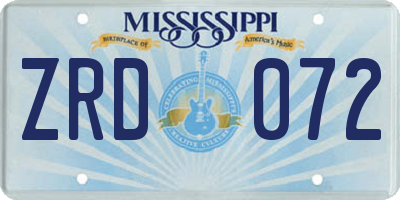 MS license plate ZRD072