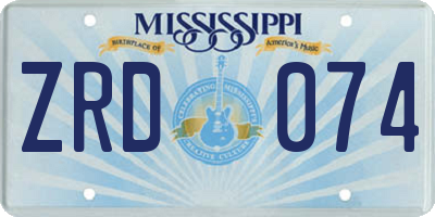 MS license plate ZRD074