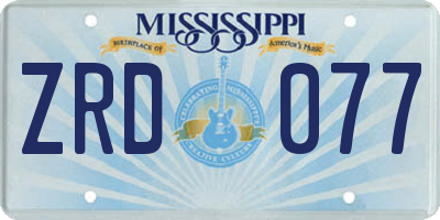 MS license plate ZRD077