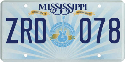 MS license plate ZRD078