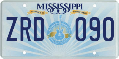 MS license plate ZRD090