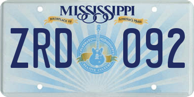 MS license plate ZRD092
