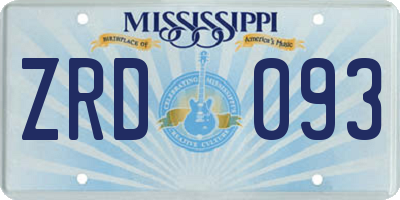 MS license plate ZRD093