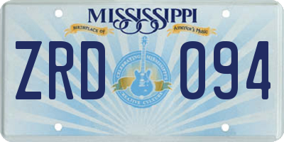 MS license plate ZRD094