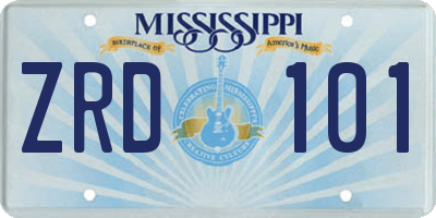 MS license plate ZRD101
