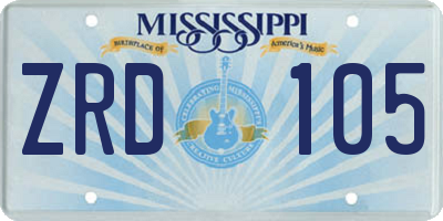 MS license plate ZRD105