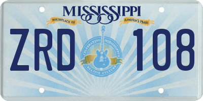 MS license plate ZRD108