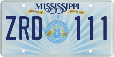 MS license plate ZRD111
