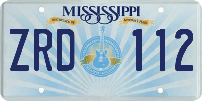 MS license plate ZRD112
