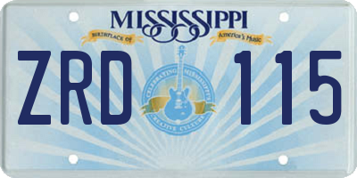 MS license plate ZRD115