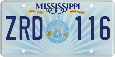 MS license plate ZRD116