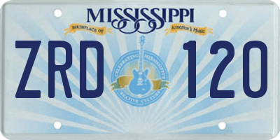 MS license plate ZRD120