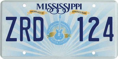 MS license plate ZRD124