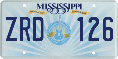 MS license plate ZRD126