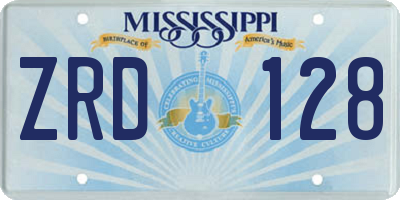 MS license plate ZRD128