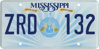 MS license plate ZRD132