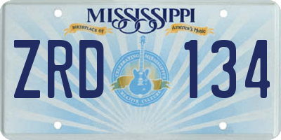 MS license plate ZRD134