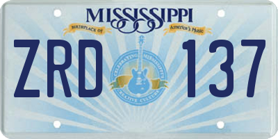 MS license plate ZRD137