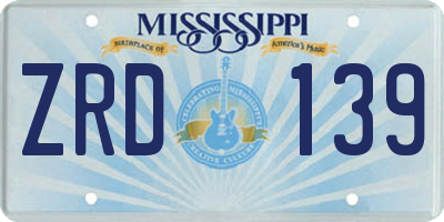 MS license plate ZRD139