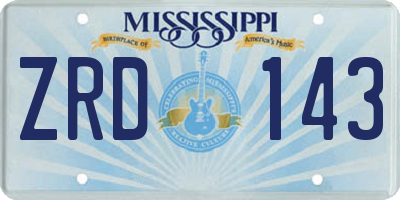MS license plate ZRD143