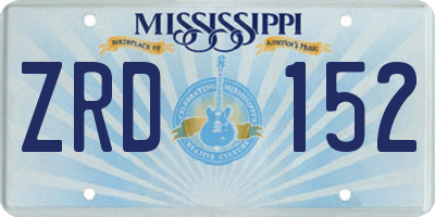 MS license plate ZRD152