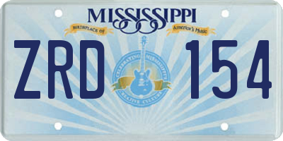 MS license plate ZRD154