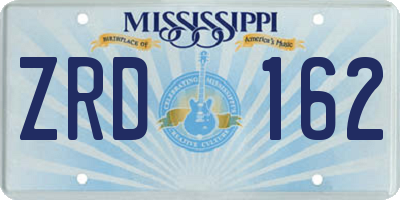 MS license plate ZRD162