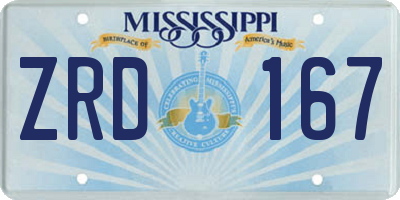 MS license plate ZRD167