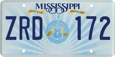 MS license plate ZRD172