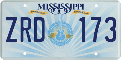MS license plate ZRD173