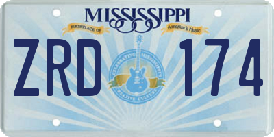 MS license plate ZRD174