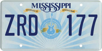 MS license plate ZRD177
