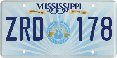 MS license plate ZRD178