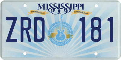 MS license plate ZRD181