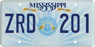 MS license plate ZRD201