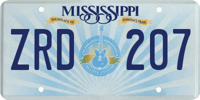 MS license plate ZRD207