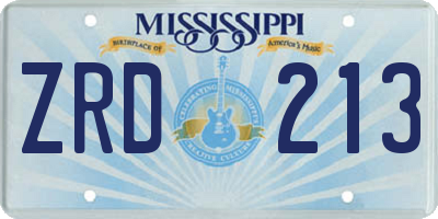 MS license plate ZRD213